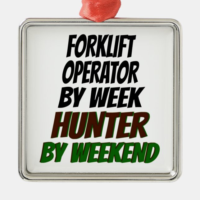 Forklift Operator Hunter Metal Tree Decoration (Front)