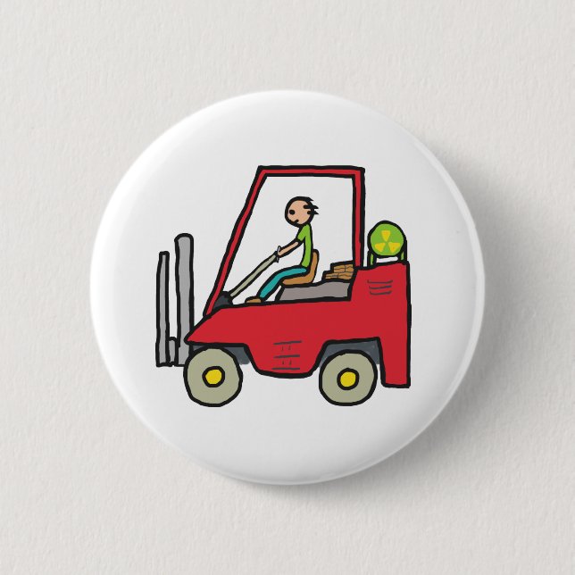Forklift Truck 6 Cm Round Badge (Front)