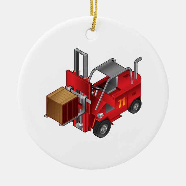 Forklift Truck Ceramic Tree Decoration (Front)