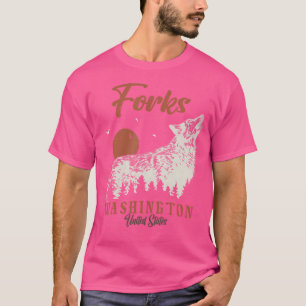 Forks Mountains Washington Forest Wolf T-Shirt