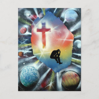 Forlorn Figure Colourful Universe Cross Postcard