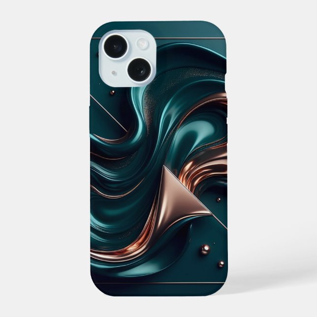 Form_and_Flow | Luxury Flow 3D Liquid Metal Phone  iPhone 15 Case (Back)