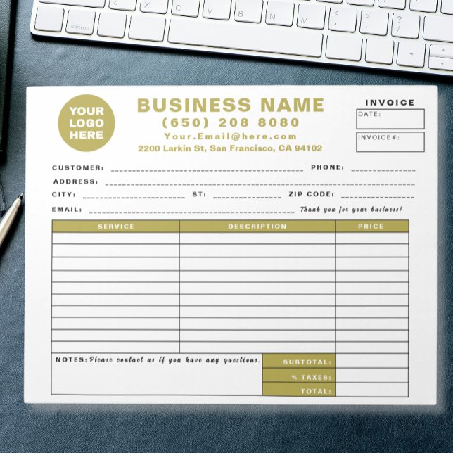 Form Business Quotation Gold Invoice Sales Receipt Notepad (Creator Uploaded)