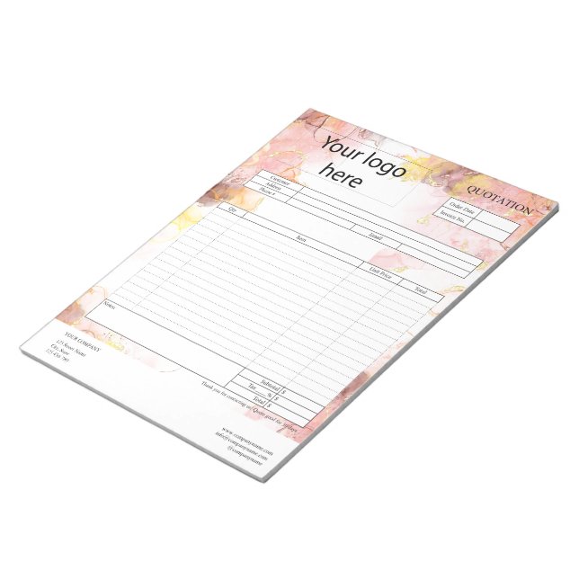 Form Business Quotation, Invoice or Sales Receipt  Notepad (Angled)