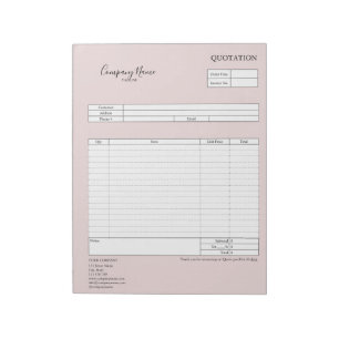 Form Business Quotation, Invoice or Sales Receipt  Notepad