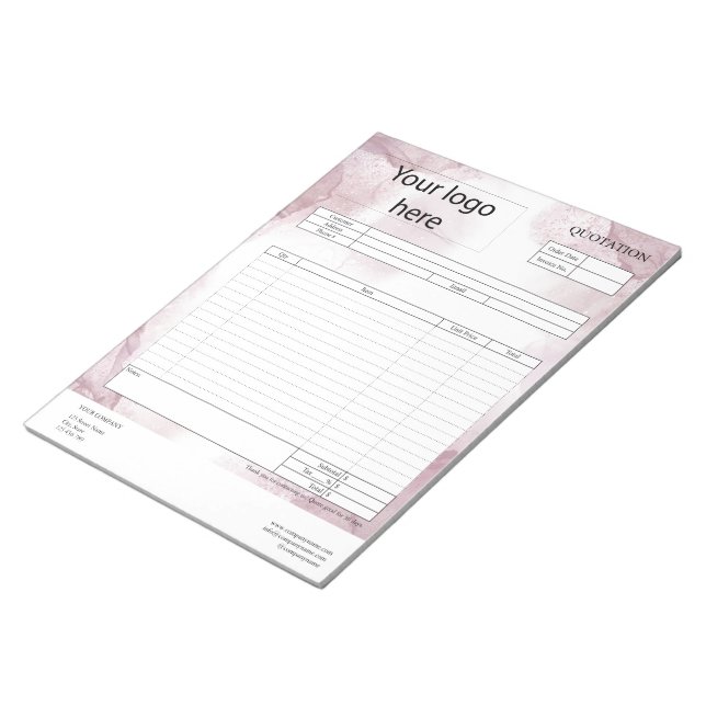 Form Business Quotation, Invoice or Sales Receipt  Notepad (Angled)