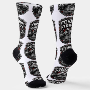 Form First Metallic Gym Emblem Badge Illustration Socks