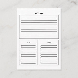form, plans, what to do, what to buy business card