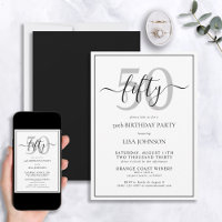 Formal 50th Birthday Black & White Classic Script