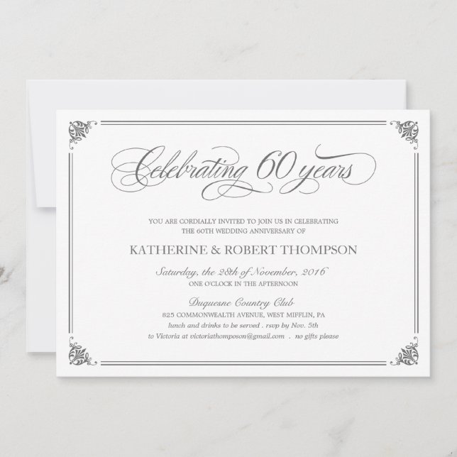 Formal 60th Anniversary Invitations (Front)