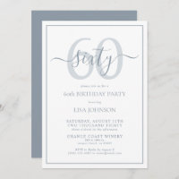 Formal 60th Birthday Dusty Blue Classic Script