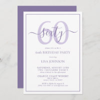 Formal 60th Birthday Lilac Lavender Classic Script