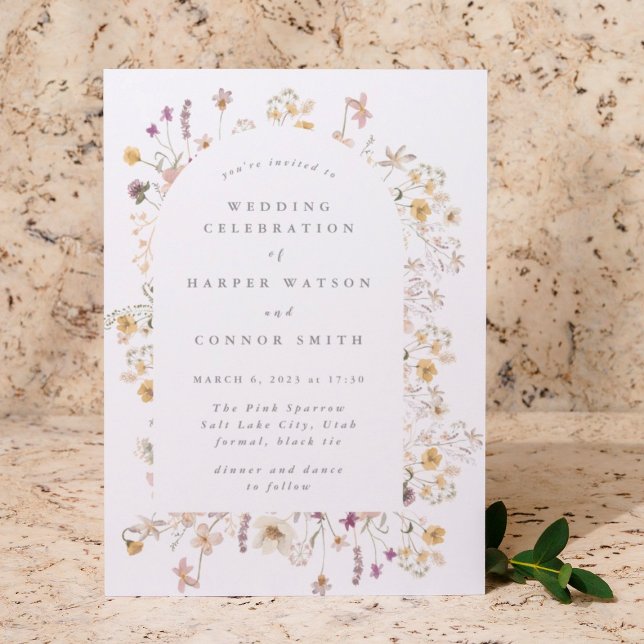 Formal Abundance Dried Wildflower Spring Wedding Invitation (Creator Uploaded)