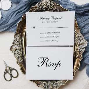 Formal and Classic Black and White Wedding RSVP Card