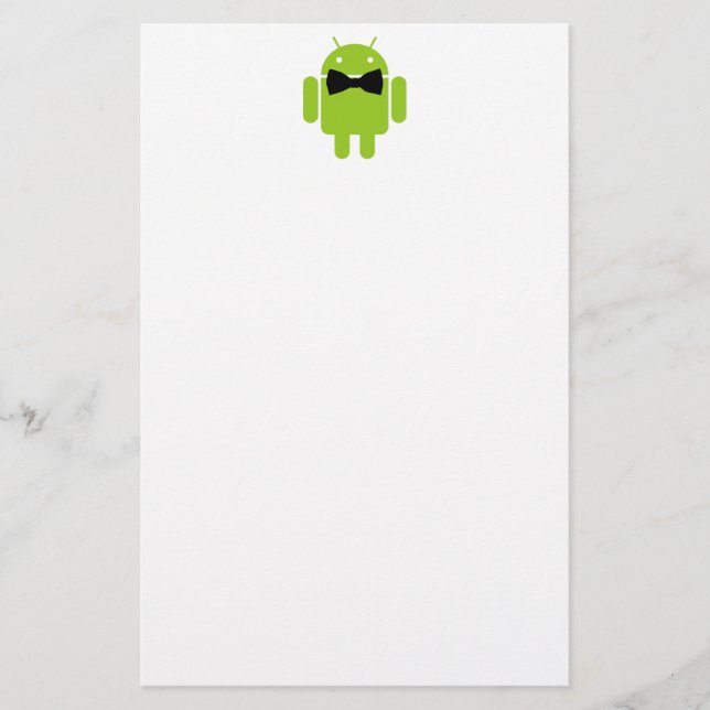 Formal Atire Green Android Robot Stationery (Front)