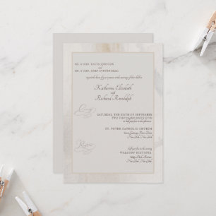 Formal Beige Artistic Both Parents Wedding  Invitation
