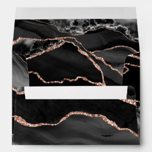 Formal Black Agate Rose Gold Glitter Envelope