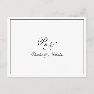 Formal Black and White Monogram Wedding Thank You Postcard