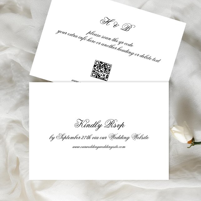 Formal Black and White QR CODE Wedding RSVP Card (Creator Uploaded)