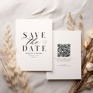 Formal Black and White Save The Date No Photo QR