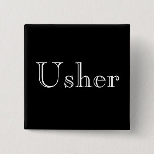 Formal black and white usher button