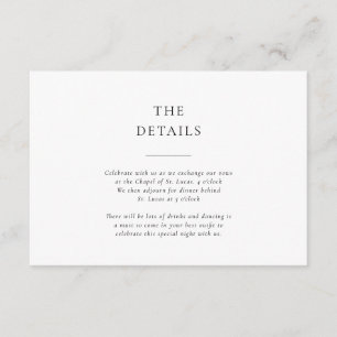 Formal Black and White Wedding Details Enclosure Card