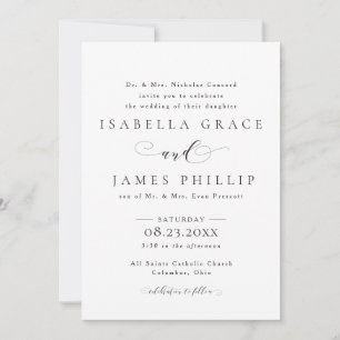 Formal black and white wedding invitation