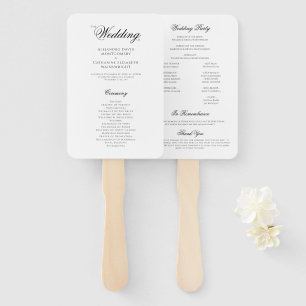 Formal Black And White Wedding Program Hand Fan