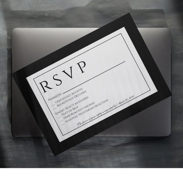 Formal Black and White Wedding Response Card (Creator Uploaded)