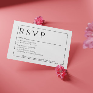 Formal Black and White Wedding RSVP Card