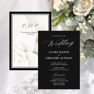 Formal Black and White with RSVP Wedding Invitation