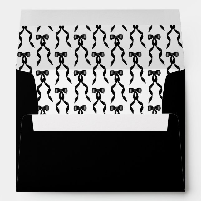 Formal Black Bow Ribbon Elegant Wedding Envelope (Back (Bottom))