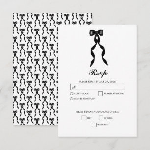 Formal Black Bow Ribbon Elegant Wedding RSVP Card