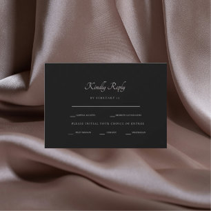 Formal Black Dinner Options RSVP Card
