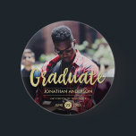 Formal Black & Gold Graduation Party | Photo 6 Cm Round Badge<br><div class="desc">"Formal Black & Gold Graduation Party | Photo" buttons by Eugene_Designs.</div>