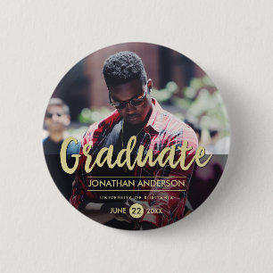 Formal Black & Gold Graduation Party   Photo 6 Cm Round Badge