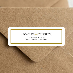 Formal Black Gold Monogram Wedding Return Address