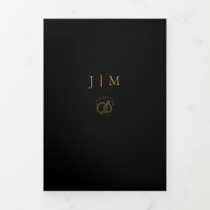 Formal Black Modern Gold Sophisticated Design Tri-Fold Card