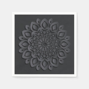 Formal Black Paper Cut Mandala Napkin