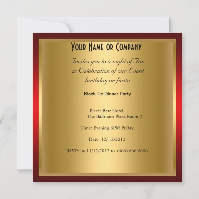 Formal Black Tie birthday Party Invitation (Front)