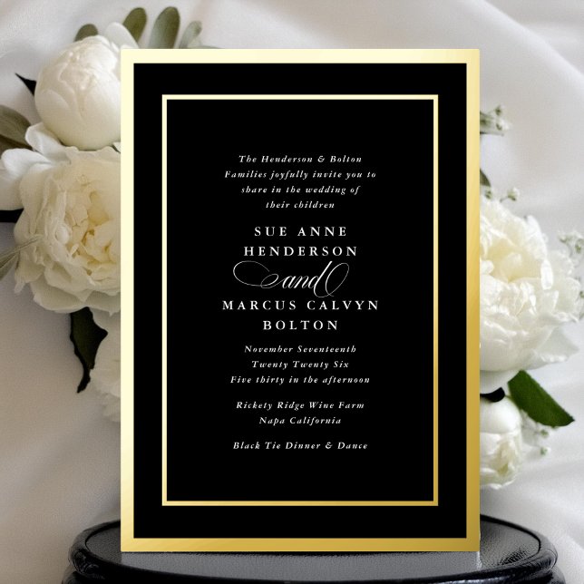 Formal Black Tie Calligraphy Gold Frame Wedding (Creator Uploaded)