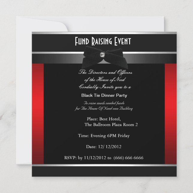 Formal Black Tie Charity Invitation (Front)