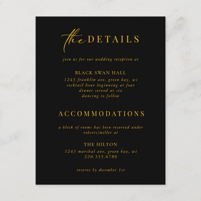 Formal Black Tie Gold Art Deco Details Insert (Front)