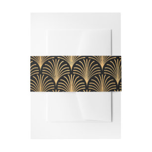 Formal Black Tie Gold Art Deco Invitation Band Invitation Belly Band
