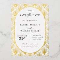 Formal Black Tie Gold Art Deco Save the Date