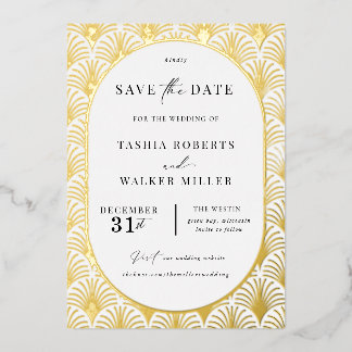Formal Black Tie Gold Art Deco Save the Date