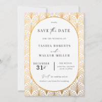 Formal Black Tie Gold Art Deco Save the Date
