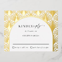 Formal Black Tie Gold Art Deco Wedding RSVP