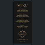 Formal black tie Wedding Crest Monogram Custom  Menu<br><div class="desc">Enhance your wedding reception with this Formal Wedding Crest Monogram Custom black gold hue Menu. Featuring an elegant crest and monogram design,  this menu adds a touch of sophistication to your special day. Personalise with your names and wedding details to create a memorable dining experience for your guests.</div>