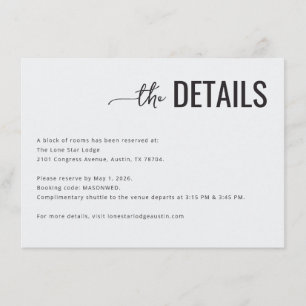 Formal Black Typographic Details Enclosure Card